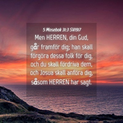 Picture 04 - 5 Mosebok 31:3 SV1917 - Men HERREN, din Gud, går framför dig; han skall - Bible Verse Picture