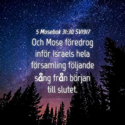 Picture 04 - 5 Mosebok 31:30 SV1917 - Och Mose föredrog inför Israels hela - Bible Verse Picture