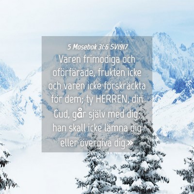 Picture 04 - 5 Mosebok 31:6 SV1917 - Varen frimodiga och oförfärade, frukten icke - Bible Verse Picture