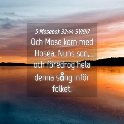 Picture 04 - 5 Mosebok 32:44 SV1917 - Och Mose kom med Hosea, Nuns son, och föredrog - Bible Verse Picture