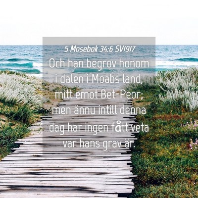 Picture 04 - 5 Mosebok 34:6 SV1917 - Och han begrov honom i dalen i Moabs land, mitt - Bible Verse Picture