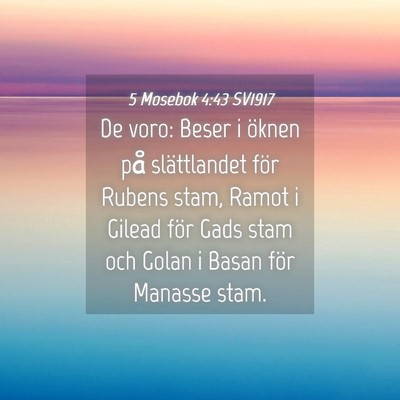 Picture 04 - 5 Mosebok 4:43 SV1917 - De voro: Beser i öknen på slättlandet för - Bible Verse Picture