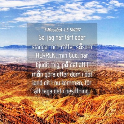 Picture 04 - 5 Mosebok 4:5 SV1917 - Se, jag har lärt eder stadgar och rätter såsom - Bible Verse Picture