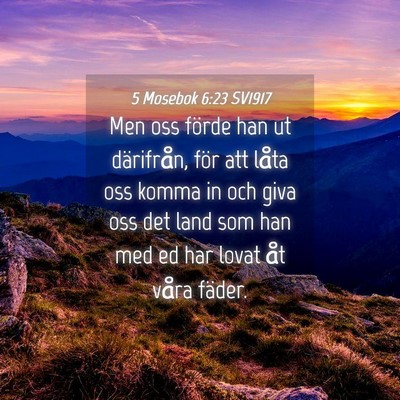 Picture 04 - 5 Mosebok 6:23 SV1917 - Men oss förde han ut därifrån, för att låta - Bible Verse Picture