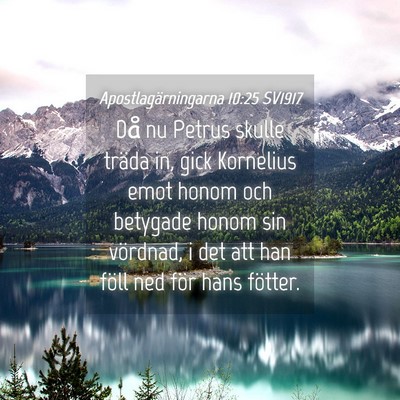 Picture 04 - Apostlagärningarna 10:25 SV1917 - Då nu Petrus skulle träda in, gick Kornelius - Bible Verse Picture