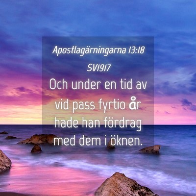 Picture 04 - Apostlagärningarna 13:18 SV1917 - Och under en tid av vid pass fyrtio år hade han - Bible Verse Picture