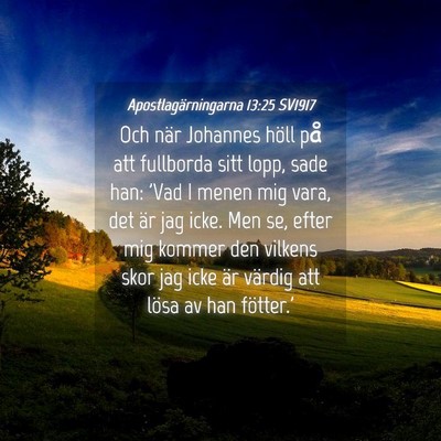 Picture 04 - Apostlagärningarna 13:25 SV1917 - Och när Johannes höll på att fullborda sitt - Bible Verse Picture