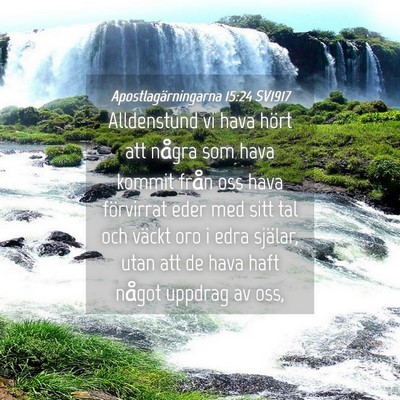Picture 04 - Apostlagärningarna 15:24 SV1917 - Alldenstund vi hava hört att några som hava - Bible Verse Picture