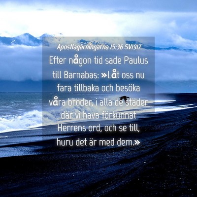 Picture 04 - Apostlagärningarna 15:36 SV1917 - Efter någon tid sade Paulus till Barnabas: - Bible Verse Picture