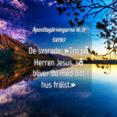 Picture 04 - Apostlagärningarna 16:31 SV1917 - De svarade: »Tro på Herren Jesus, så bliver du - Bible Verse Picture