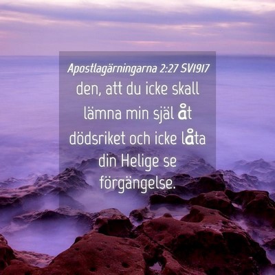 Picture 04 - Apostlagärningarna 2:27 SV1917 - den, att du icke skall lämna min själ åt - Bible Verse Picture