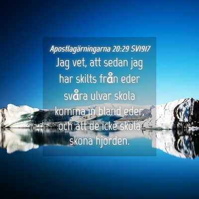 Picture 04 - Apostlagärningarna 20:29 SV1917 - Jag vet, att sedan jag har skilts från eder - Bible Verse Picture