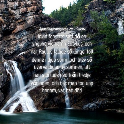 Picture 04 - Apostlagärningarna 20:9 SV1917 - Invid fönstret satt då en yngling vid namn - Bible Verse Picture