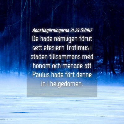 Picture 04 - Apostlagärningarna 21:29 SV1917 - De hade nämligen förut sett efesiern Trofimus i - Bible Verse Picture