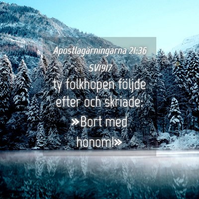 Picture 04 - Apostlagärningarna 21:36 SV1917 - ty folkhopen följde efter och skriade: »Bort - Bible Verse Picture