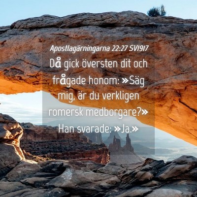 Picture 04 - Apostlagärningarna 22:27 SV1917 - Då gick översten dit och frågade honom: »Säg - Bible Verse Picture