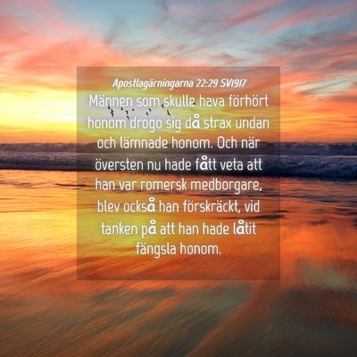 Picture 04 - Apostlagärningarna 22:29 SV1917 - Männen som skulle hava förhört honom drogo sig - Bible Verse Picture