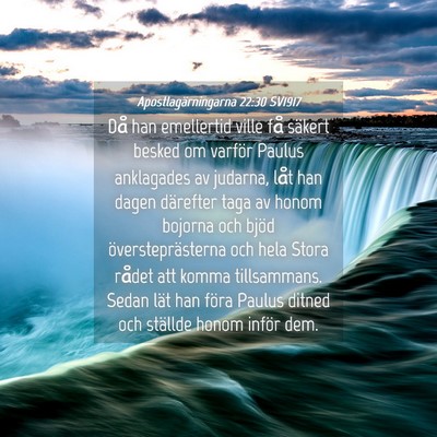 Picture 04 - Apostlagärningarna 22:30 SV1917 - Då han emellertid ville få säkert besked om - Bible Verse Picture