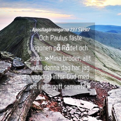 Picture 04 - Apostlagärningarna 23:1 SV1917 - Och Paulus fäste ögonen på Rådet och sade: - Bible Verse Picture