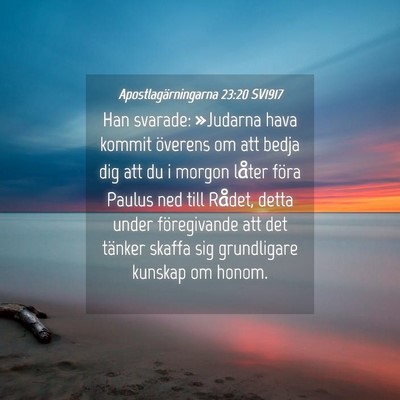 Picture 04 - Apostlagärningarna 23:20 SV1917 - Han svarade: »Judarna hava kommit överens om - Bible Verse Picture