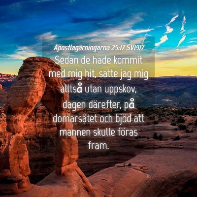 Picture 04 - Apostlagärningarna 25:17 SV1917 - Sedan de hade kommit med mig hit, satte jag mig - Bible Verse Picture