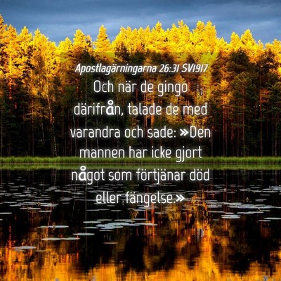 Picture 04 - Apostlagärningarna 26:31 SV1917 - Och när de gingo därifrån, talade de med - Bible Verse Picture
