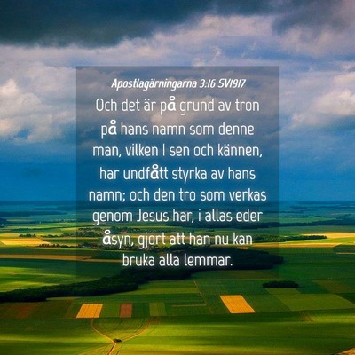 Picture 04 - Apostlagärningarna 3:16 SV1917 - Och det är på grund av tron på hans namn som - Bible Verse Picture
