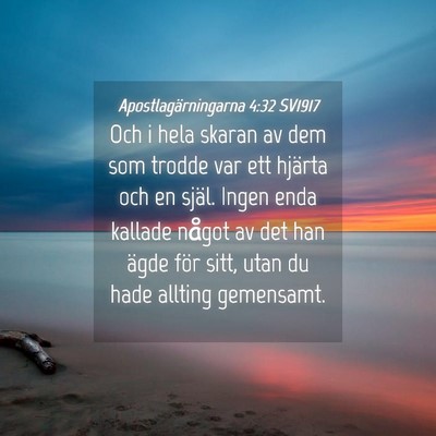 Picture 04 - Apostlagärningarna 4:32 SV1917 - Och i hela skaran av dem som trodde var ett - Bible Verse Picture