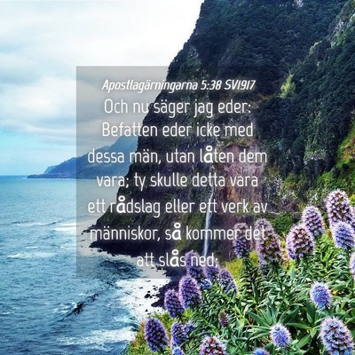 Picture 04 - Apostlagärningarna 5:38 SV1917 - Och nu säger jag eder: Befatten eder icke med - Bible Verse Picture