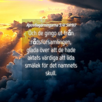 Picture 04 - Apostlagärningarna 5:41 SV1917 - Och de gingo ut från rådsförsamlingen, glada - Bible Verse Picture