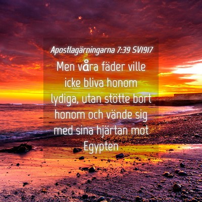 Picture 04 - Apostlagärningarna 7:39 SV1917 - Men våra fäder ville icke bliva honom lydiga, - Bible Verse Picture