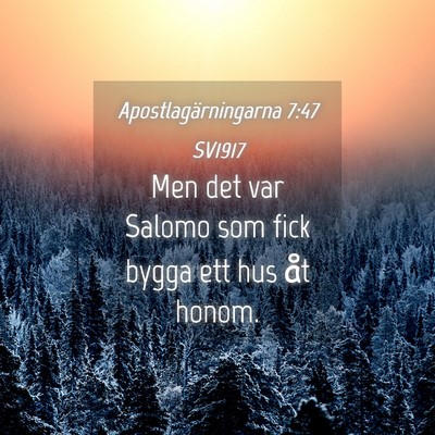 Picture 04 - Apostlagärningarna 7:47 SV1917 - Men det var Salomo som fick bygga ett hus åt - Bible Verse Picture
