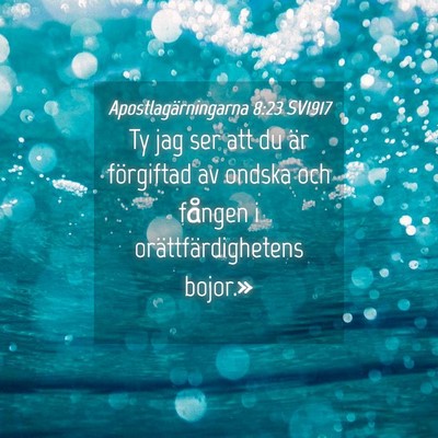 Picture 04 - Apostlagärningarna 8:23 SV1917 - Ty jag ser att du är förgiftad av ondska och - Bible Verse Picture