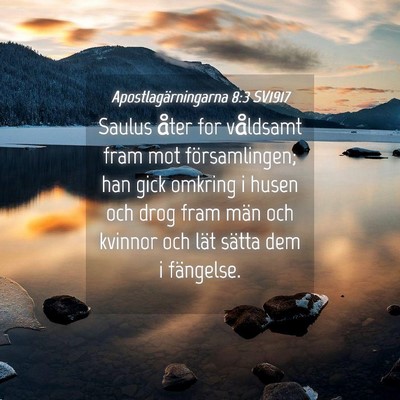 Picture 04 - Apostlagärningarna 8:3 SV1917 - Saulus åter for våldsamt fram mot - Bible Verse Picture
