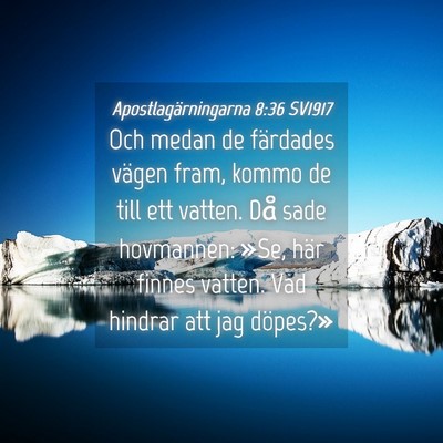 Picture 04 - Apostlagärningarna 8:36 SV1917 - Och medan de färdades vägen fram, kommo de till - Bible Verse Picture