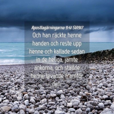 Picture 04 - Apostlagärningarna 9:41 SV1917 - Och han räckte henne handen och reste upp henne - Bible Verse Picture
