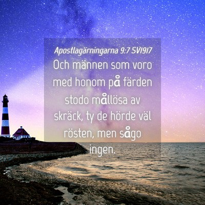 Picture 04 - Apostlagärningarna 9:7 SV1917 - Och männen som voro med honom på färden stodo - Bible Verse Picture