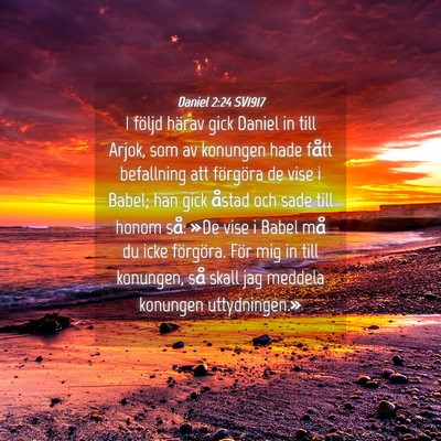 Picture 04 - Daniel 2:24 SV1917 - I följd härav gick Daniel in till Arjok, som av - Bible Verse Picture