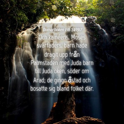 Picture 04 - Domarboken 1:16 SV1917 - Och kainéens, Moses svärfaders, barn hade - Bible Verse Picture