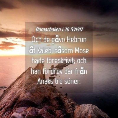 Picture 04 - Domarboken 1:20 SV1917 - Och de gåvo Hebron åt Kaleb, såsom Mose hade - Bible Verse Picture