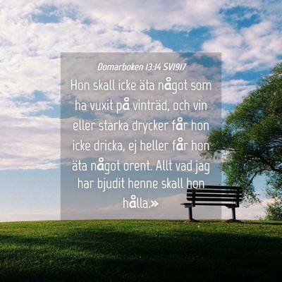 Picture 04 - Domarboken 13:14 SV1917 - Hon skall icke äta något som ha vuxit på - Bible Verse Picture