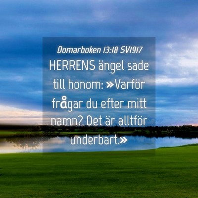 Picture 04 - Domarboken 13:18 SV1917 - HERRENS ängel sade till honom: »Varför frågar - Bible Verse Picture