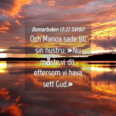 Picture 04 - Domarboken 13:22 SV1917 - Och Manoa sade till sin hustru: »Nu måste vi - Bible Verse Picture
