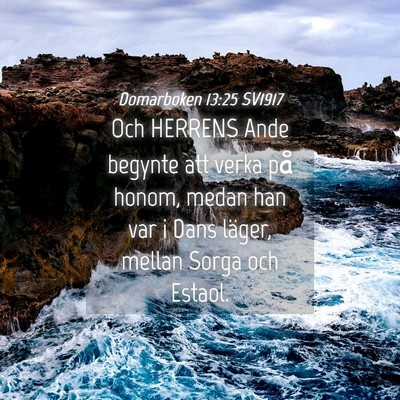 Picture 04 - Domarboken 13:25 SV1917 - Och HERRENS Ande begynte att verka på honom, - Bible Verse Picture