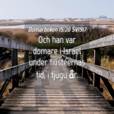 Picture 04 - Domarboken 15:20 SV1917 - Och han var domare i Israel under filistéernas - Bible Verse Picture