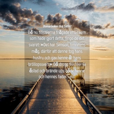 Picture 04 - Domarboken 15:6 SV1917 - Då nu filistéerna frågade efter vem som hade - Bible Verse Picture