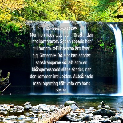 Picture 04 - Domarboken 16:9 SV1917 - Men hon hade lagt folk i försåt i den inre - Bible Verse Picture