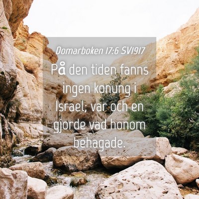 Picture 04 - Domarboken 17:6 SV1917 - På den tiden fanns ingen konung i Israel; var - Bible Verse Picture