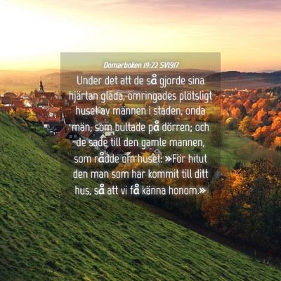 Picture 04 - Domarboken 19:22 SV1917 - Under det att de så gjorde sina hjärtan glada, - Bible Verse Picture