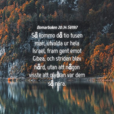 Picture 04 - Domarboken 20:34 SV1917 - Så kommo då tio tusen man, utvalda ur hela - Bible Verse Picture